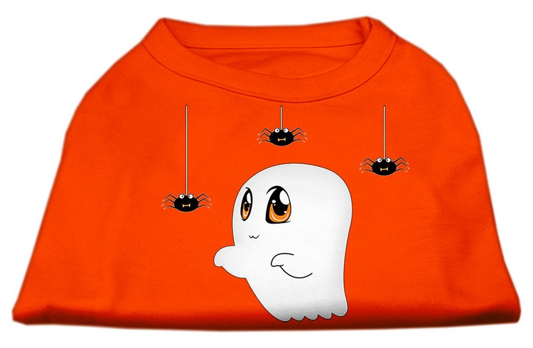 Sammy the Ghost Screen Print Dog Shirt Orange Sm